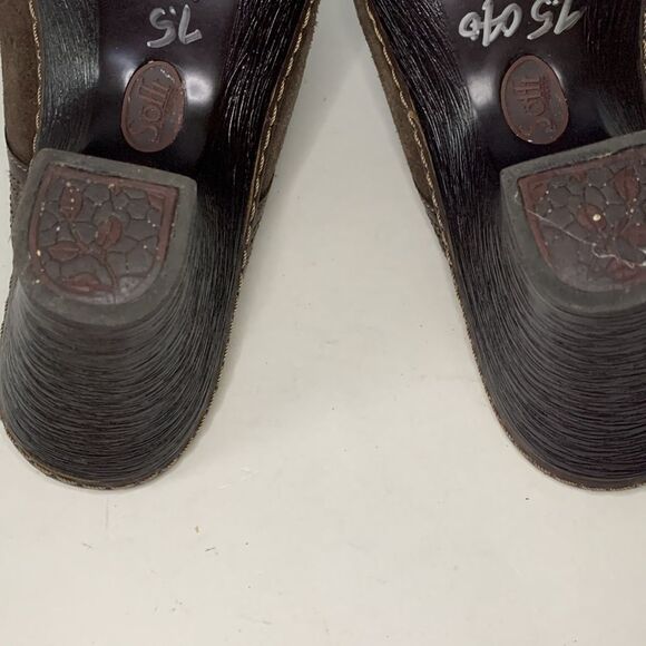 Sofft Brown Suede Embroidered Slip-On Comfort Mule Clog Size 7.5M - Picture 9 of 12